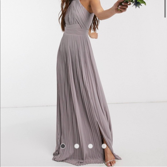 tfnc bridesmaid dress asos TFNC Bridesmaids chiffon maxi dress with satin bow detail in dusty blue